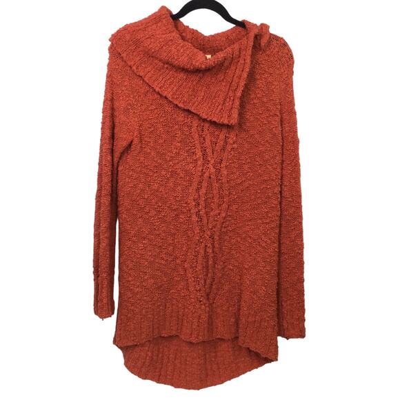 Moth Anthropologie Women's Cowl Neck Oversized Knit Tunic Sweater Dress Orange S - Picture 1 of 11